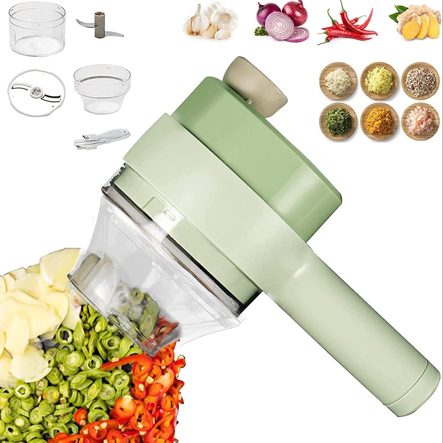 Electric Handheld Vegetable Cutter Slicer Multifunctional Food Chopper Compact Durable