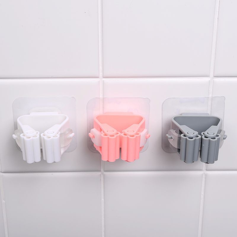 Self-Adhesive Wall Storage Combo: 3x Magic Mop Rack Organizers & 10x Multi-Use Thumb Key Hangers