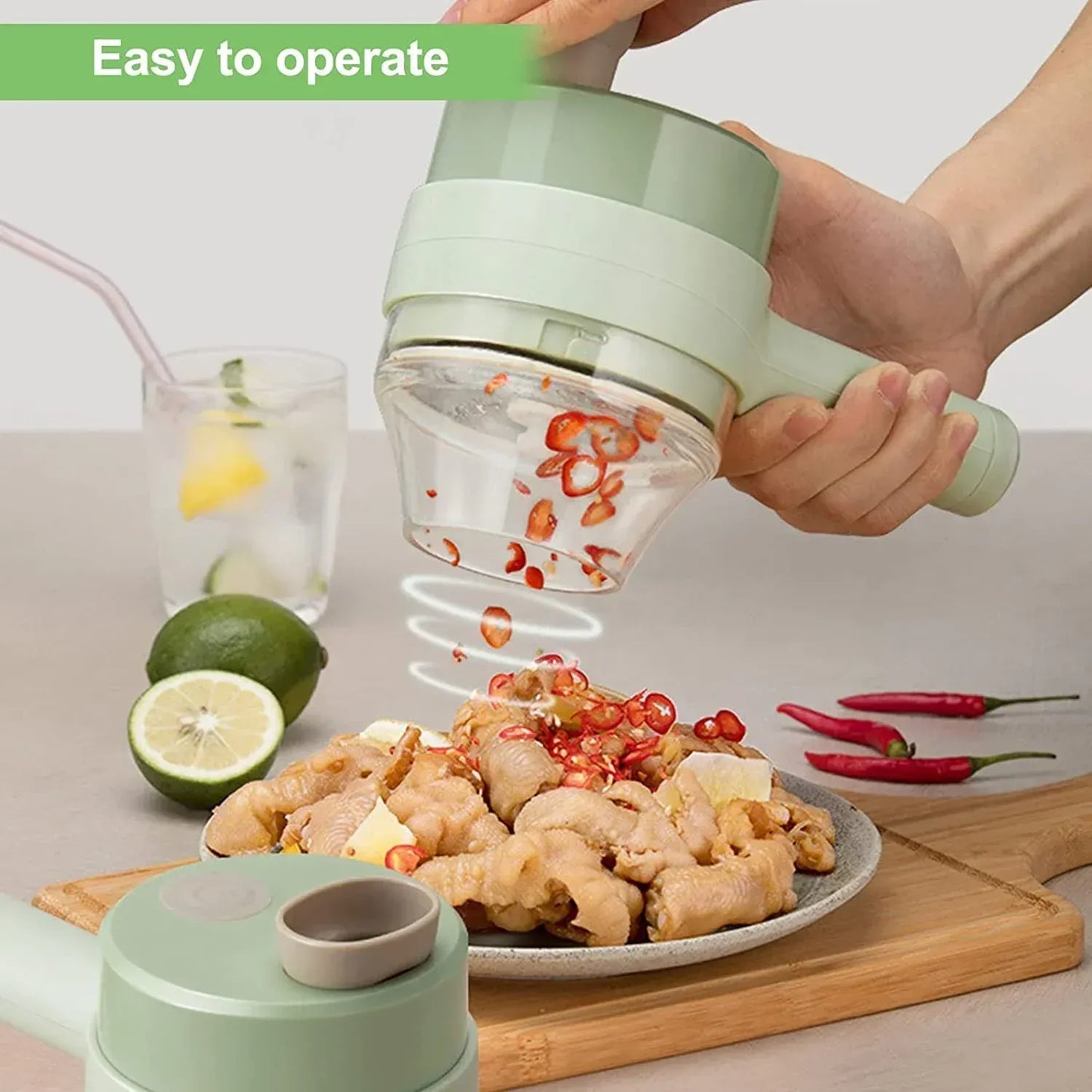 Electric Handheld Vegetable Cutter Slicer Multifunctional Food Chopper Compact Durable