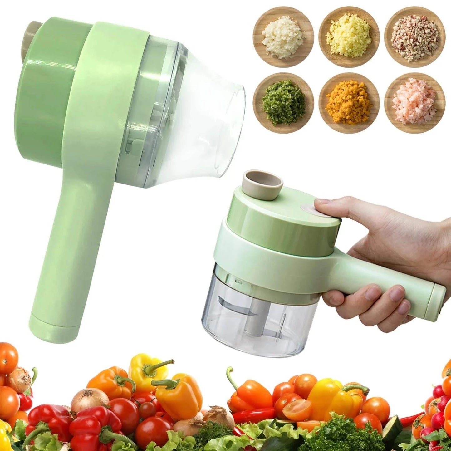 Electric Handheld Vegetable Cutter Slicer Multifunctional Food Chopper Compact Durable