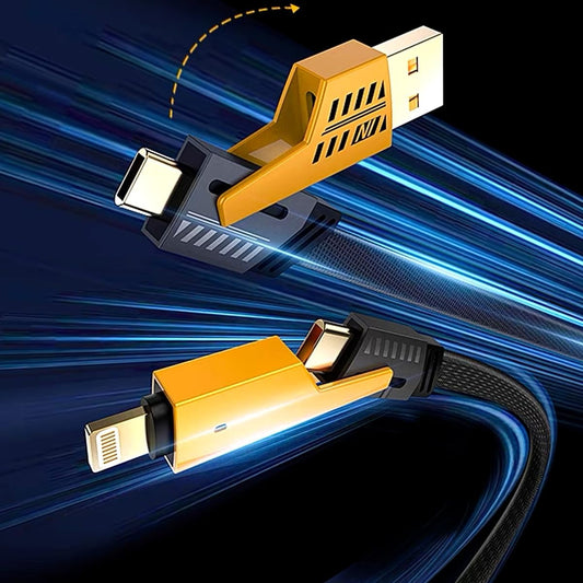 4 In 1 Mech High Speed Data Cable Durable Reliable Fast Charging For Smartphones Tablets And Laptops