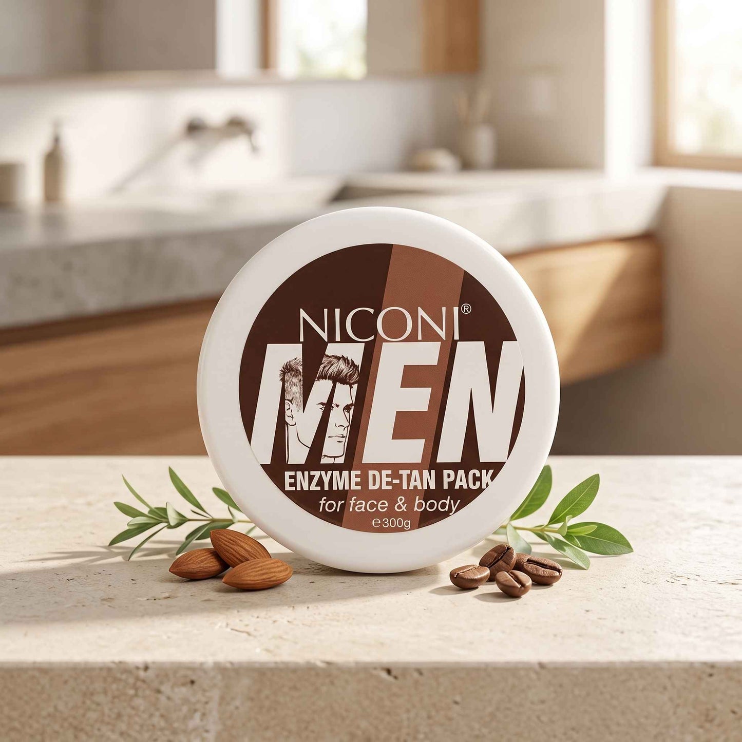 Niconi Men Enzyme De-Tan Pack (300g) – Professional Face & Body Tan Removal Treatment for Men