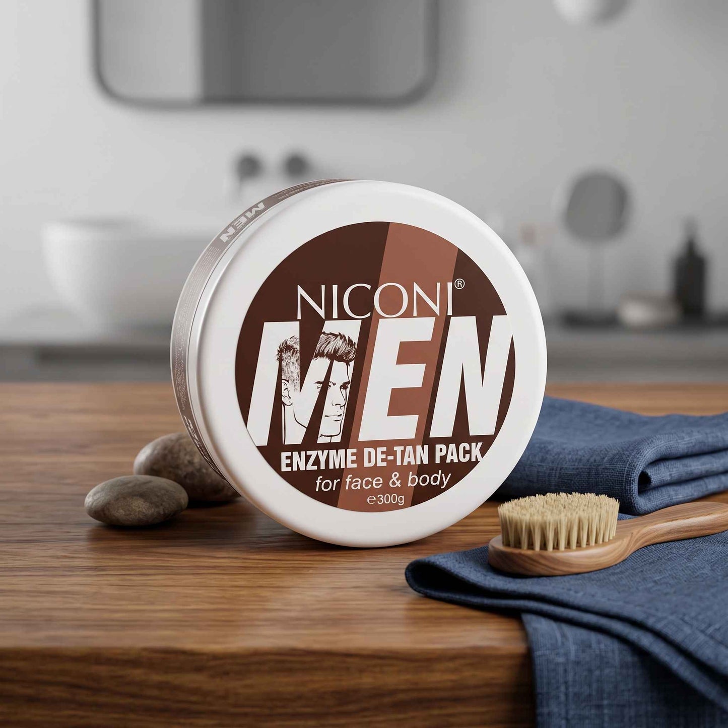 Niconi Men Enzyme De-Tan Pack (300g) – Professional Face & Body Tan Removal Treatment for Men