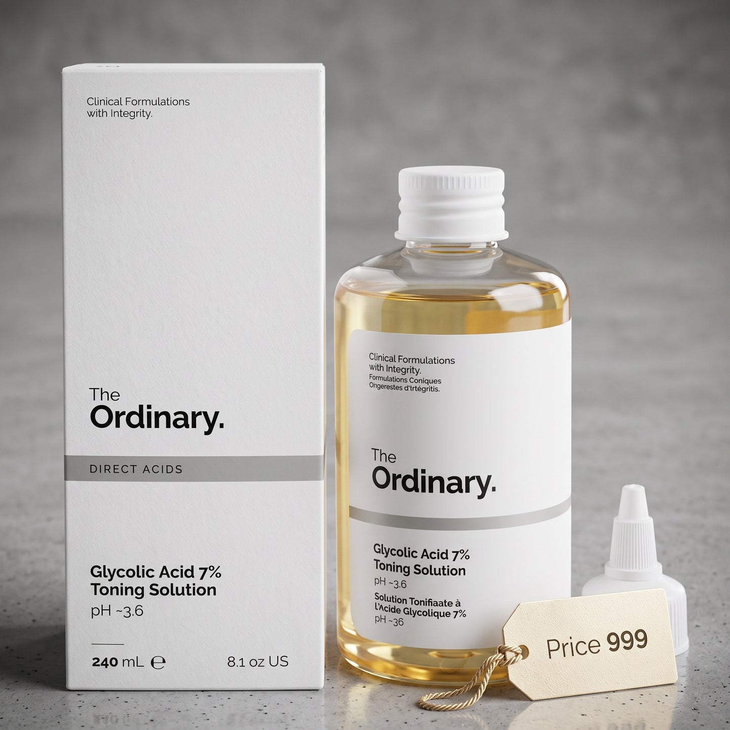 The Ordinary Glycolic Acid 7% Toning Solution | Exfoliating Brightening Face & Body Toner - 240ml