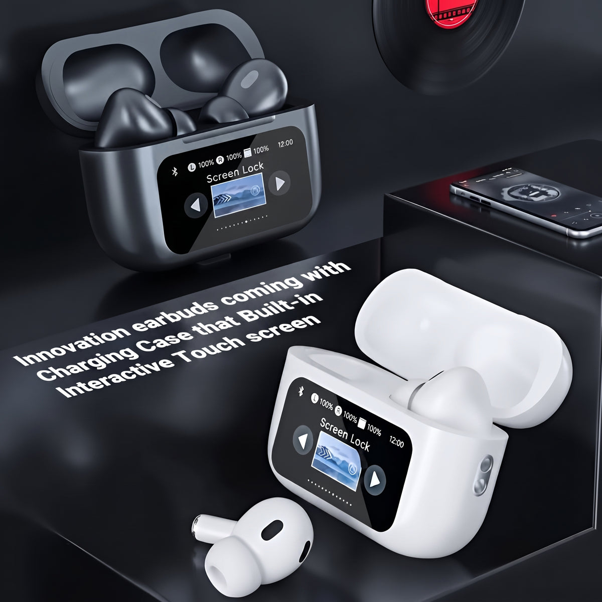 A9 Pro AirPods Pro – Wireless LCD Screen Earbuds -White & Black