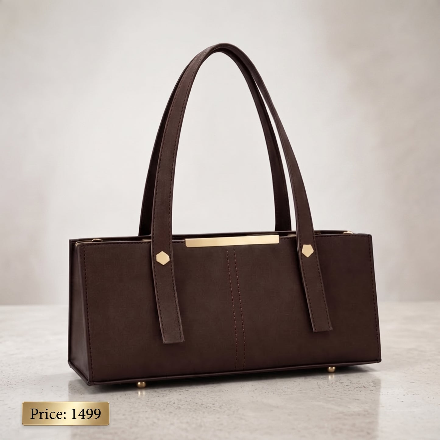 Grace Line Structured PU Leather Tote Bag for Women