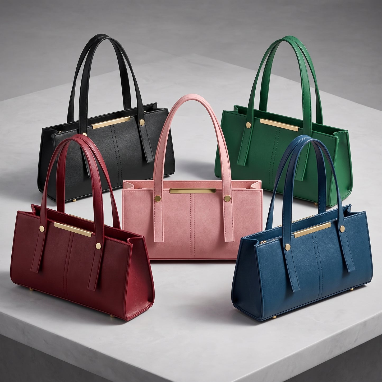 Grace Line Structured PU Leather Tote Bag for Women