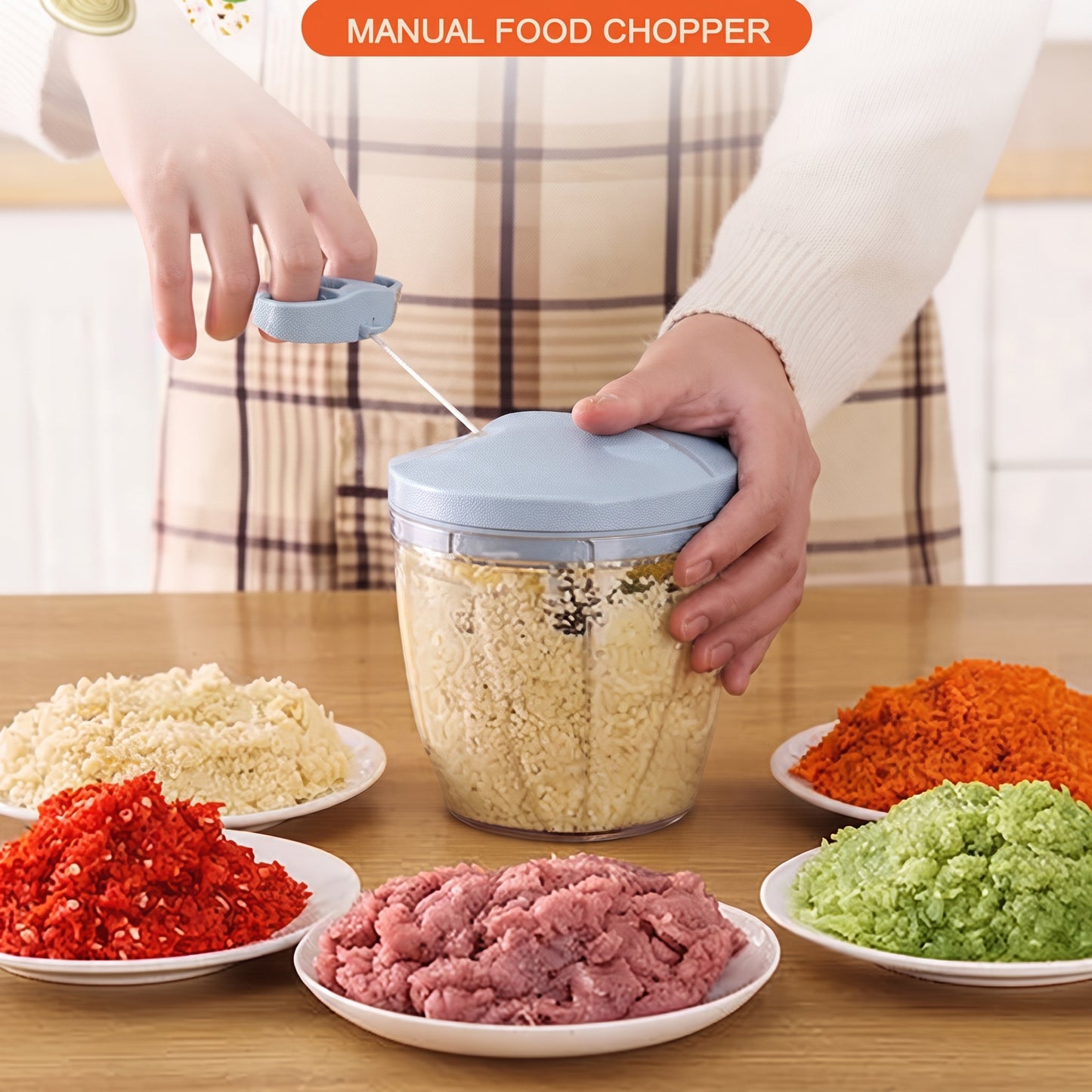 Manual Food Chopper – High Quality Kitchen Tool for Chopping Vegetables, Fruits, Herbs & Other Ingredients